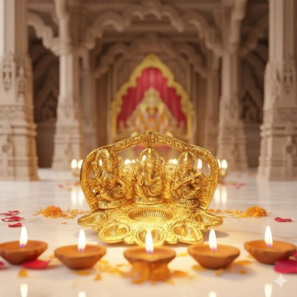 Laxmi Ganesh Saraswati Idol Diya Oil Lamp Deepak