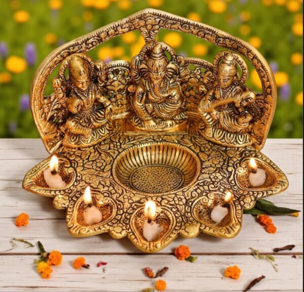 Laxmi Ganesh Saraswati Idol Diya Oil Lamp Deepak