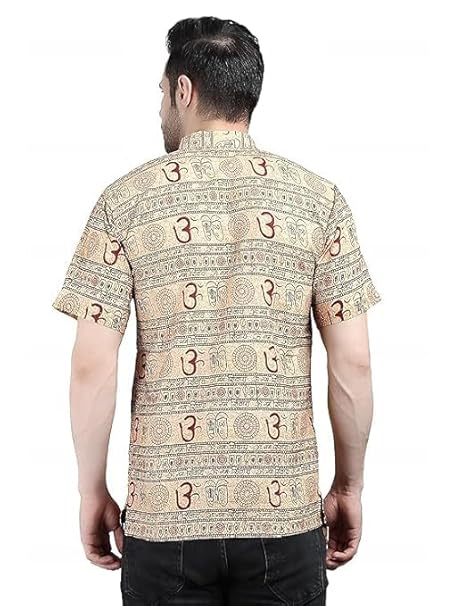Om Printed Straight Kurta T-Shirt for Men