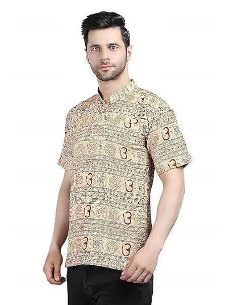 Om Printed Straight Kurta T-Shirt for Men