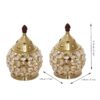 Set of 2 Golden Brass and Crystal Akhand Diya for Puja