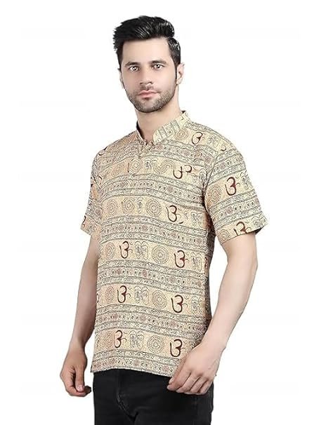 515YcMTyI3L._SY606_.jpg Om Printed Straight Kurta T-Shirt for Men