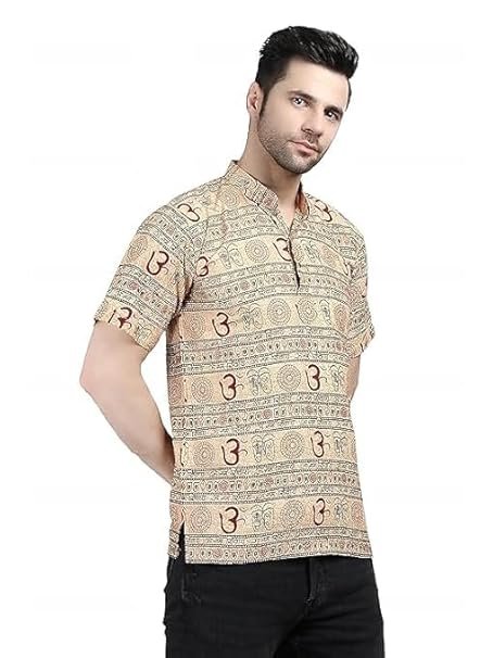 51M2YEjfvL._SY606_.jpg Om Printed Straight Kurta T-Shirt for Men