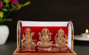 Gold Plated Idols | Laxmi Ganesh Murti & Ma Saraswati | Home Decor, Pooja Room