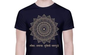 Unisex Mandala_loka samasta sukhino bhavantu_White Tshirt
