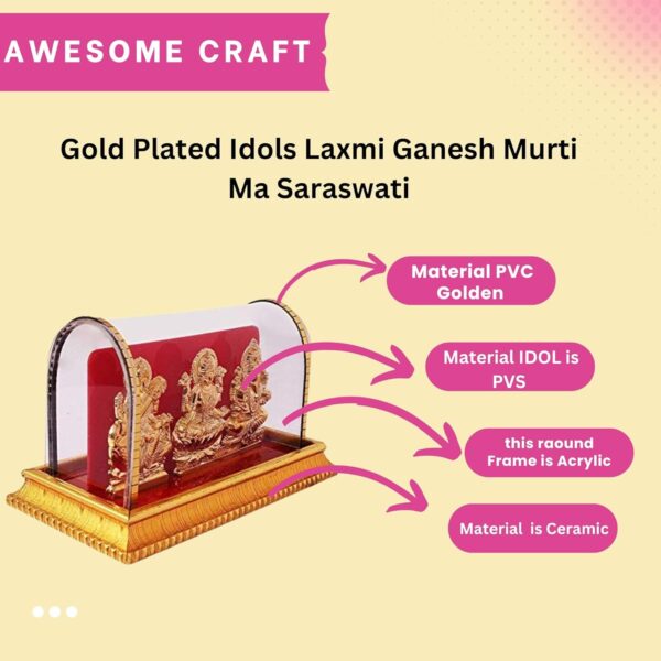 Gold Plated Idols | Laxmi Ganesh Murti & Ma Saraswati | Home Decor, Pooja Room