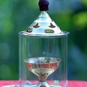 71GrzRInGZL._SY550_.jpg Brass and Glass akhand deep Diya with Cover for Puja