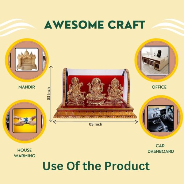 Gold Plated Idols | Laxmi Ganesh Murti & Ma Saraswati | Home Decor, Pooja Room