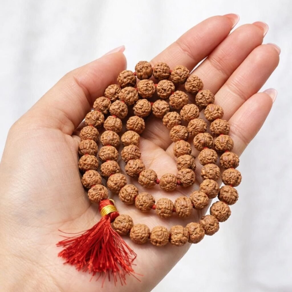 Natural 6 Mukhi Rudraksha Mala (108 Beads)