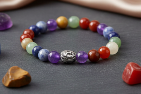 7 Chakra Healing Bracelet | Natural Energy Balancing Crystal Beads
