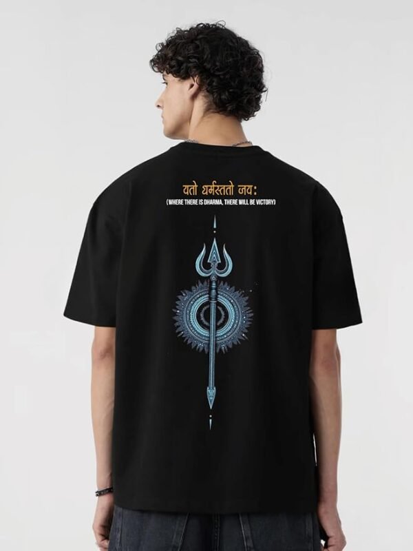 Men’s Black Oversized “Karma” Graphic T-Shirt | Spiritual Sanskrit Print