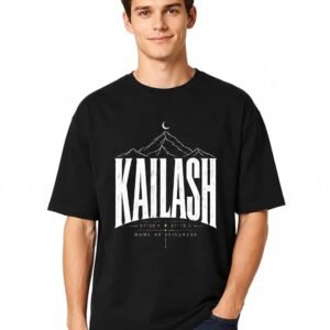 Oversized T Shirt for Men Pure Cotton Graphic Black Tee
