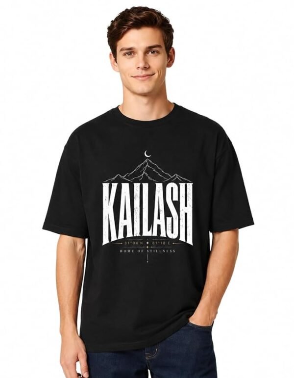 Oversized T Shirt for Men Pure Cotton Graphic Black Tee