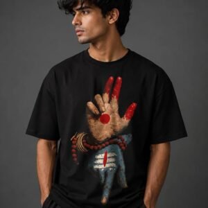 Unisex Spiritual Graphic | Shiva Hand Art Print | Hindu Devotional Streetwear
