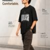 Oversized T Shirt for Men Pure Cotton Graphic Black Tee