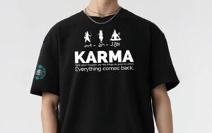 Men’s Black Oversized “Karma” Graphic T-Shirt | Spiritual Sanskrit Print