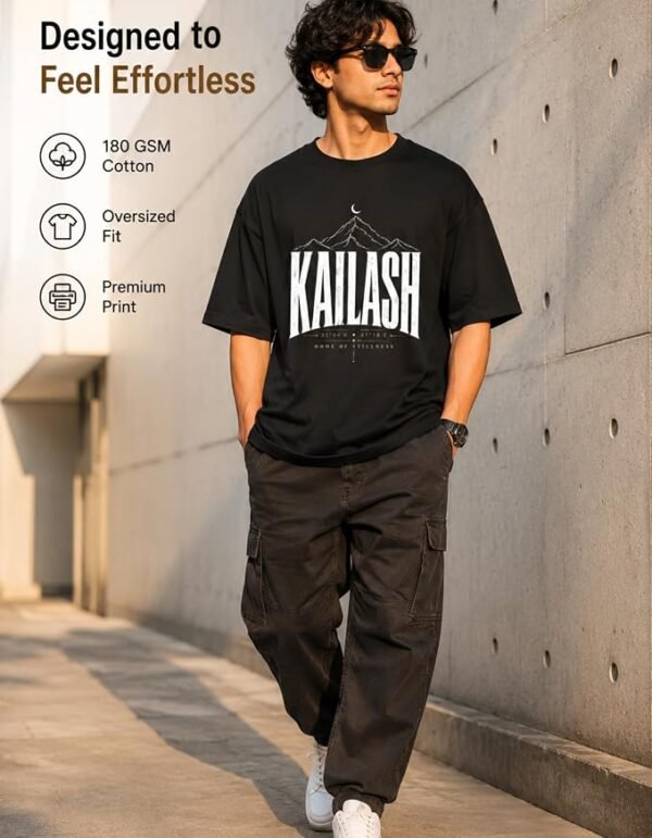Oversized T Shirt for Men Pure Cotton Graphic Black Tee