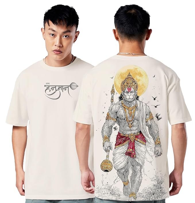 Hanuman god of Strength Graphic Oversized Cotton T Shirt for Men and Women