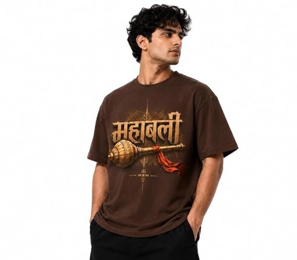 Mahabali Hanuman Oversized Spiritual Graphic T-Shirt for Men