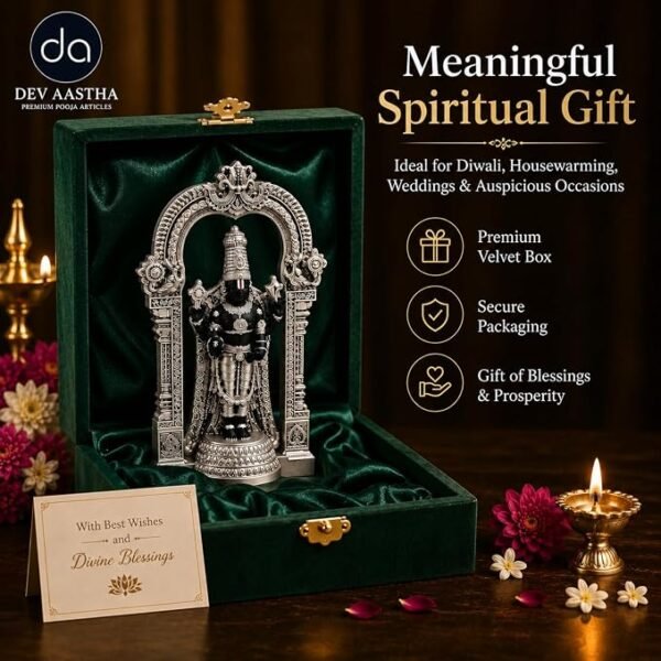 Silver Plated Tirupati Balaji Idol 4.7 Inch