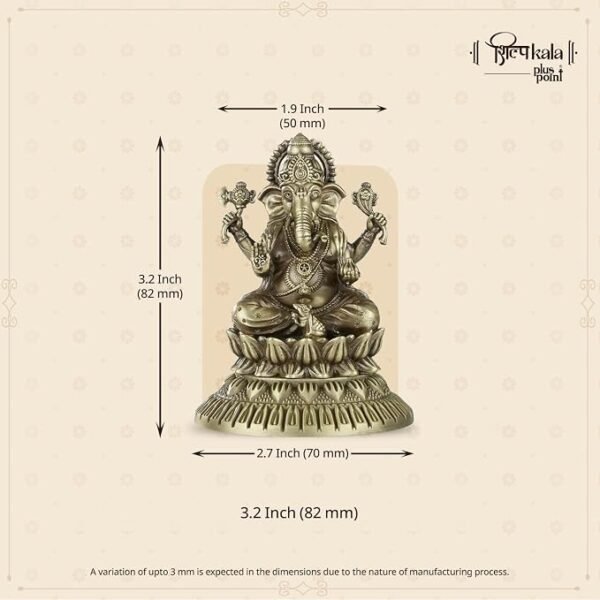 Brass Ganesh Idol 3.2 Inch Murti for Mandir