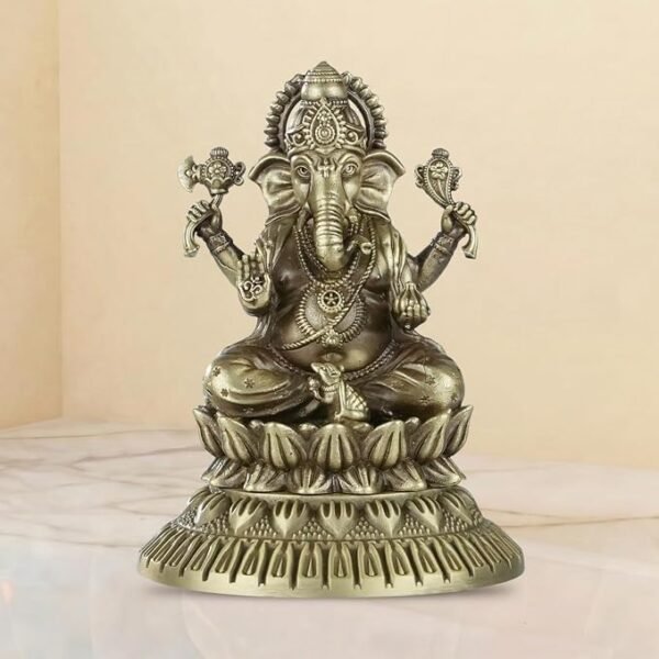 Brass Ganesh Idol 3.2 Inch Murti for Mandir